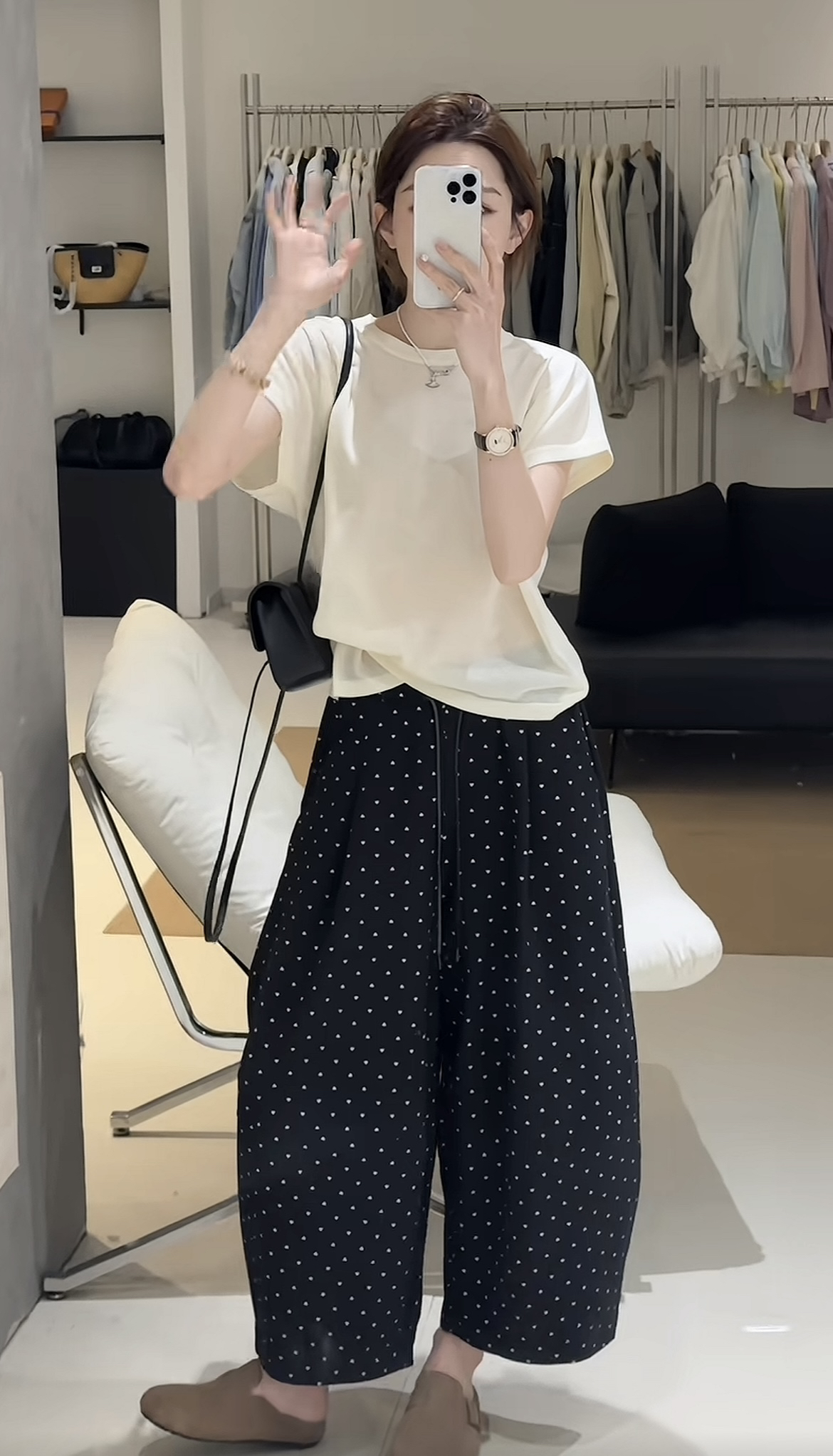 Flying Sleeve Knit Two-Piece Set with Heart Pants - Image 3