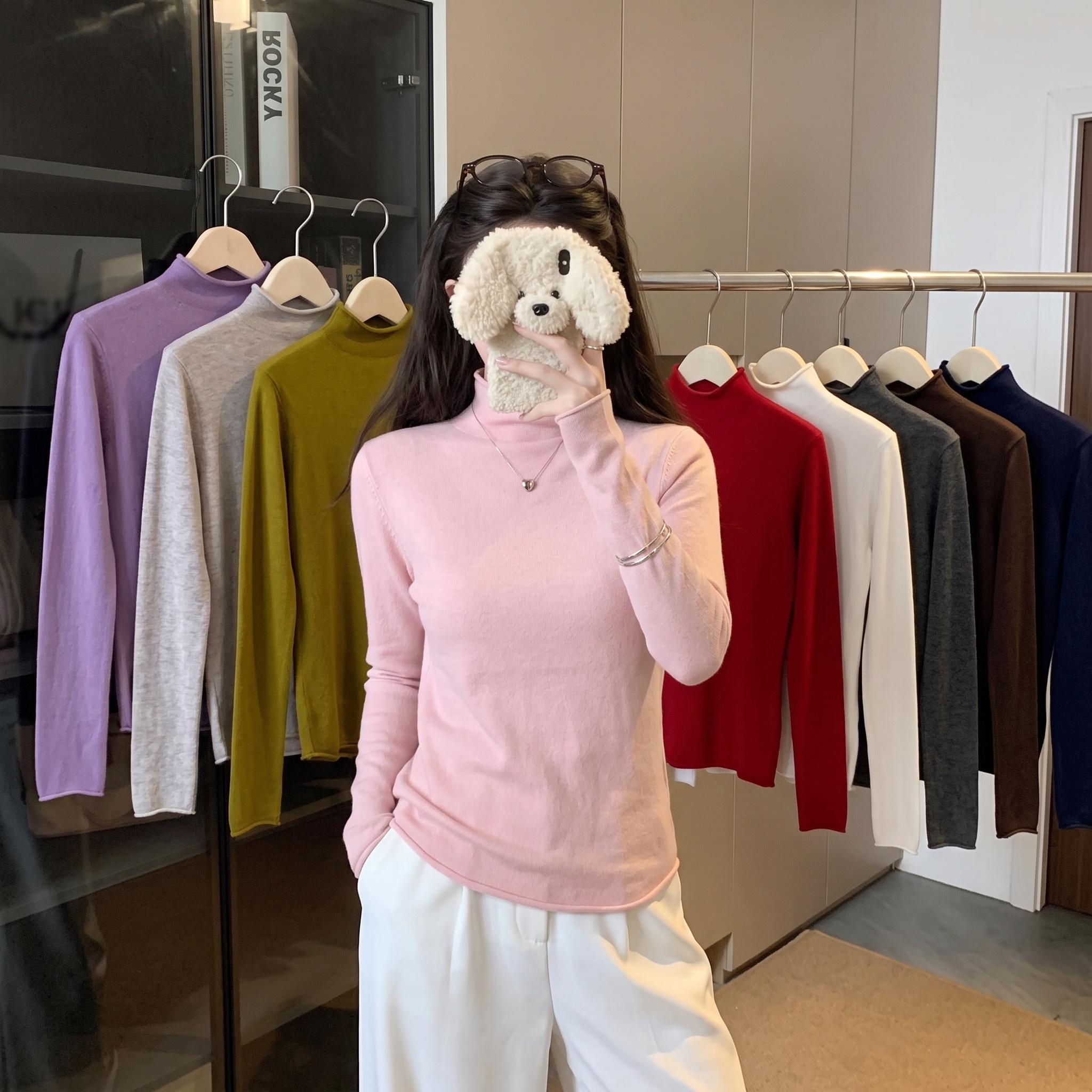 2026 Autumn New Multi-Color Half Turtleneck Knit Top Soft Versatile Base Layer